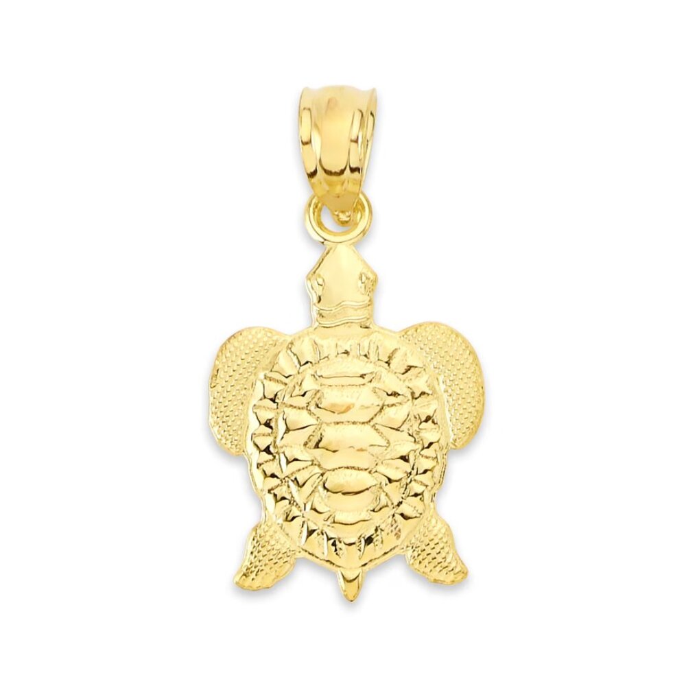Solid 14k Gold Turtle Pendant - image 1